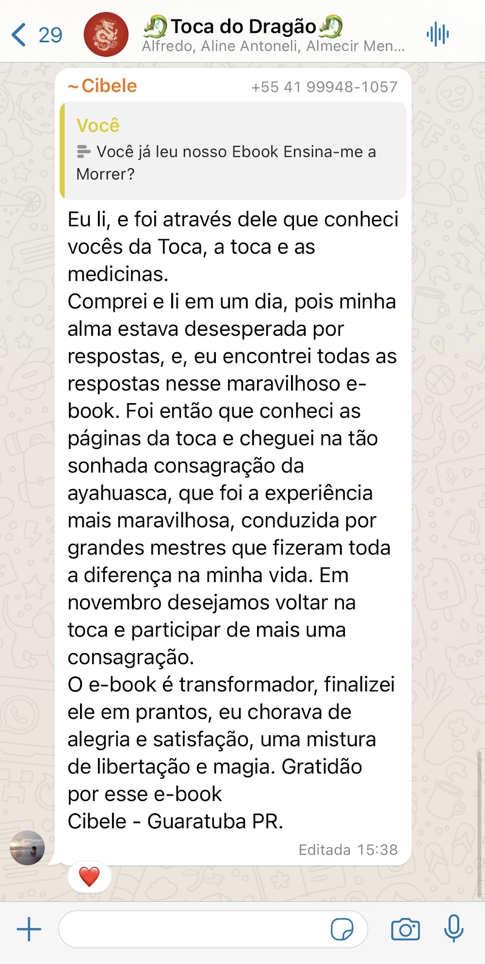 Depoimento sobre Ensina-me a Morrer